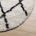 vidaXL Tapis shaggy à poils longs moderne crème et noir Ø 80 cm
