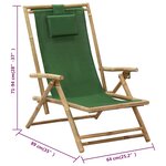 vidaXL Chaise de relaxation inclinable Vert Bambou et tissu