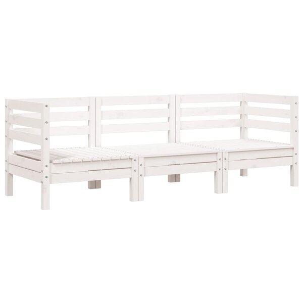 vidaXL Canapé de jardin 3 places blanc bois de pin massif