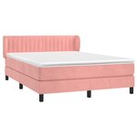 vidaXL Sommier à lattes de lit avec matelas Rose 140x190 cm Velours