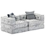 vidaXL Pouf modulaire à 2 places Gris clair Tissu