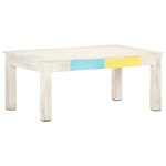 vidaXL Table basse Blanc 110x60x45 cm Bois de manguier massif