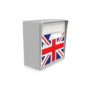 Boîte aux lettres compacte gris souris – "Union jack" – fabriquée en France – en résine – ne rouille pas – porte interchangeable