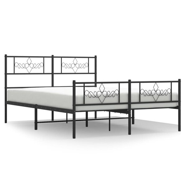 vidaXL Cadre de lit métal avec tête de lit/pied de lit noir 140x190 cm