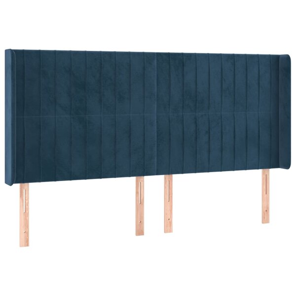 vidaXL Tête de lit avec oreilles Bleu foncé 163x16x118/128 cm Velours