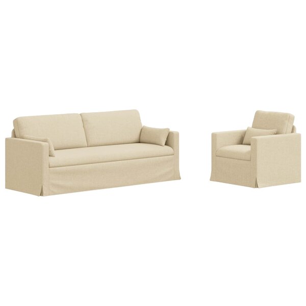 vidaXL Ensemble de Canapés 2 pc Crème tissu
