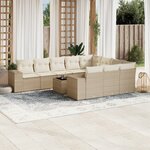 vidaXL Salon de jardin 11 Pièces avec coussins beige résine tressée