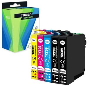 Compatible Epson 603XL Pack 5 cartouches d'encre noires et couleurs marque Toner Services