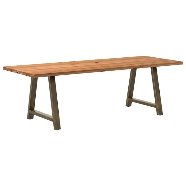 vidaXL Table à manger marron clair bois de chêne massif rectangulaire