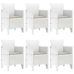 vidaXL Ensemble de salle à manger pour jardin 7 Pièces Blanc Rattan Polt