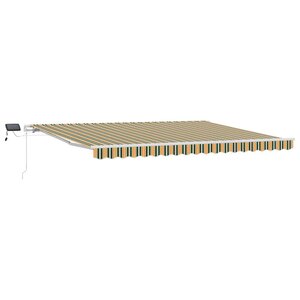 vidaXL Auvent Rétractable Vert et jaune 450 × 300 cm Tissu et acier