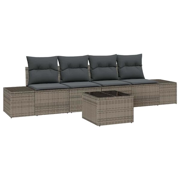 vidaXL Ensemble de canapé de jardin 5 Pièces Gris 55 x 55 x 37 cm