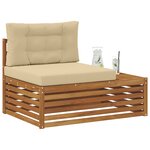 vidaXL Canapé d'extérieur extrémité 3 Pièce Naturel et Beige