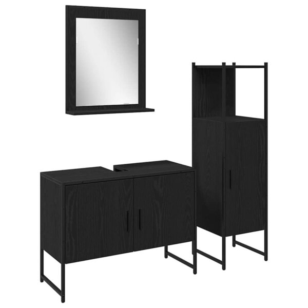 vidaXL Ensemble de mobilier de salle de bain avec stockage 3 Pièces Noir