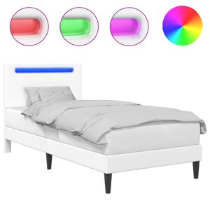 vidaXL Cadre de lit avec bandes LED Blanc 100 x 200 cm Simili cuir