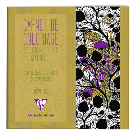 Carnet de coloriage pour adultes, 36P 20x20cm Motifs Positif Négatif CLAIREFONTAINE