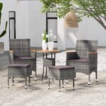 vidaXL Salon de jardin 5 Pièces Résine tressée Gris