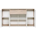 Buffet bas classique blanc et chêne mat - 160 cm