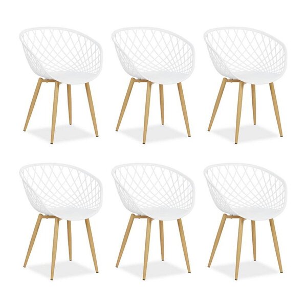 Chaise de jardin avec accoudoirs Blanc Lot de 6 Fauteuils