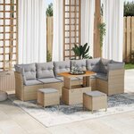 vidaXL Ensemble de canapé de jardin 9 Pièces Beige polyrotin