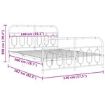 vidaXL Cadre de lit métal sans matelas et pied de lit blanc 140x200 cm