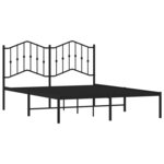 vidaXL Cadre de lit métal sans matelas avec tête de lit noir 150x200cm
