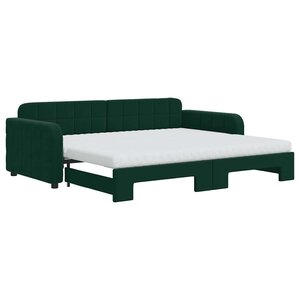 vidaXL Lit de jour avec gigogne et matelas vert foncé 90x200cm velours