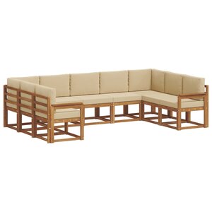 vidaXL Ensemble de canapés d'extérieur 9 pc Naturel et Beige