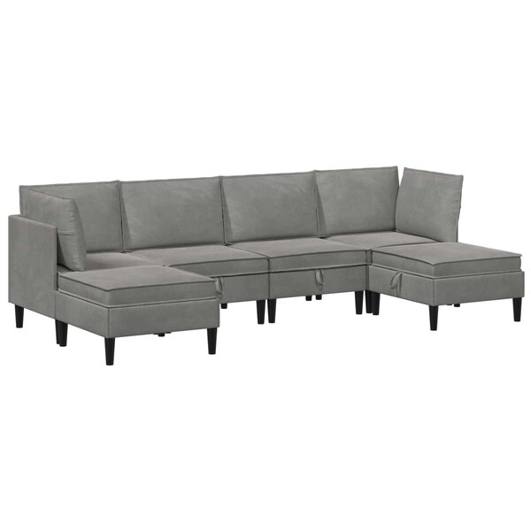 vidaXL Ensemble de meubles pour le salon 6 pc Gris clair Velours