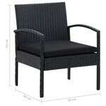 vidaXL Chaise de jardin avec coussin Résine tressée Noir