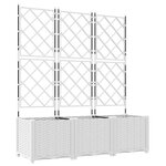 vidaXL Bac à fleurs avec Treillis 3 Pièces Blanc 120 x 40 x 143 cm PP