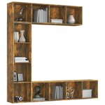 vidaXL Ensemble bibliothèque/meuble TV 3 Pièces Chêne fumé 180x30x180 cm