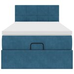 vidaXL Lit ottoman avec matelas et LED bleu foncé 80x200cm velours