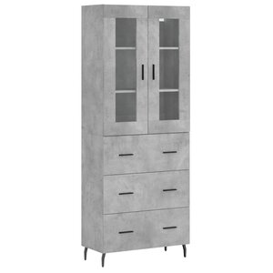 vidaXL Buffet haut Gris béton 69 5x34x180 cm Bois d'ingénierie