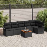vidaXL Ensemble de canapé de jardin 7 Pièces Noir 55 x 55 x 37 cm