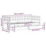 vidaXL Lit de jour et tiroirs sans matelas blanc 90x200 cm bois massif