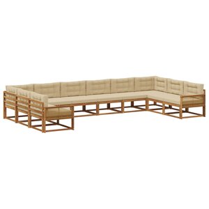 vidaXL Ensemble de canapés d'extérieur 10 Pièces Naturel et Beige