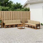 vidaXL Ensemble de canapés d'extérieur avec coussin 7 Pièces Naturel