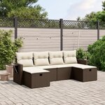 vidaXL Salon de jardin avec coussins 6 Pièces marron résine tressée