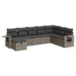 vidaXL Salon de jardin 8 Pièces avec coussins gris résine tressée