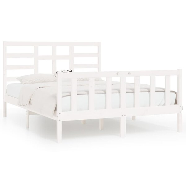 vidaXL Cadre de lit Blanc Bois de pin massif 140x200 cm