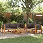 vidaXL Salon de jardin avec coussins 6 Pièces bois d'acacia solide