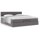 VidaXL Cadre de lit ottoman avec matelas gris 160x200 cm similicuir