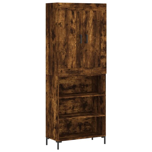vidaXL Buffet haut Chêne fumé 69 5x34x180 cm Bois d'ingénierie