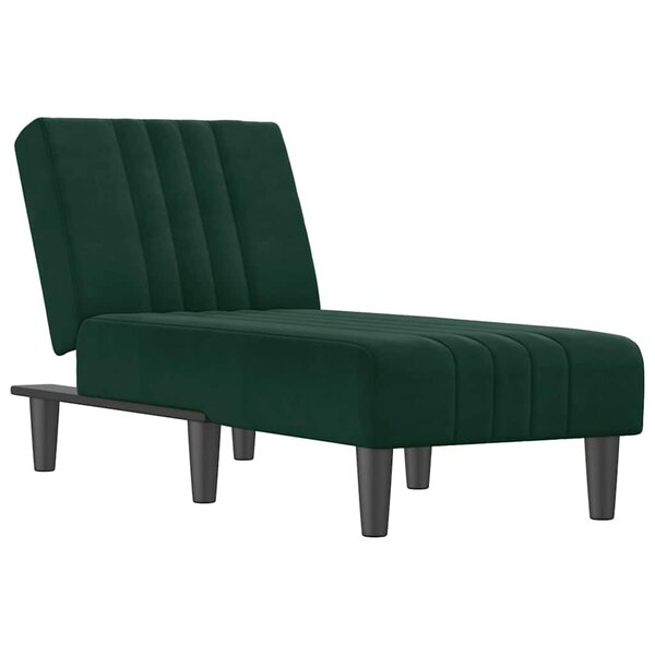 vidaXL Chaise longue vert foncé velours