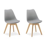 2 Chaises Grises avec Pieds en Bois