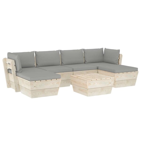 vidaXL Salon de jardin palette 7 Pièces avec coussins bois d'épicéa