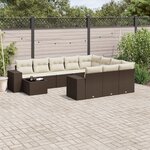 vidaXL Salon de jardin et coussins 11 Pièces marron résine tressée