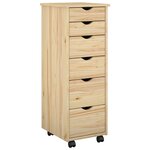 vidaXL Cabinet roulant 34 x 39 x 93 5 cm Bois de Pin Massif Marron