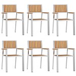 vidaXL Chaise de jardin 6 pc Bois de teck massif et acier inoxydable